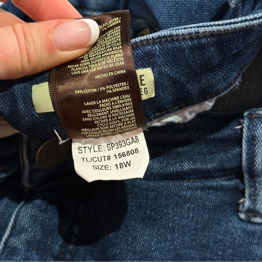 KUT from the Kloth high rise straight leg ankle jeans raw hem blue 18W - Picture 8 of 10